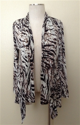 Mid-cut long sleeve jacket - black/beige tiger stripes - polyester/spandex