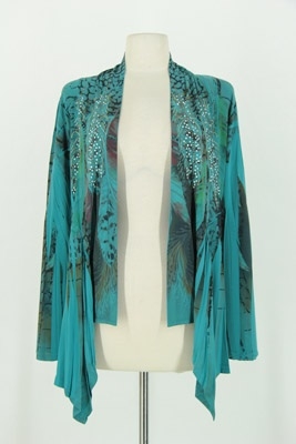 Mid-cut long sleeve jacket - jade feathers with stones - polyester/spandex