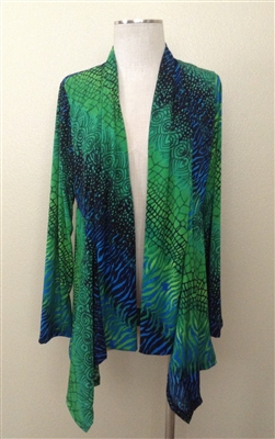 Mid-cut long sleeve jacket - green tie dye - polyester/spandex