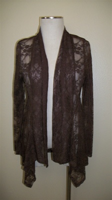 Mid-cut long sleeve jacket in lace - brown