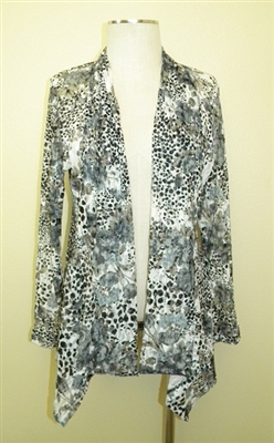 Mid-cut long sleeve jacket in lace - black/white leopard