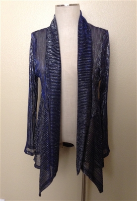Mid-cut long sleeve jacket - metallic blue and silver - polyester/spandex