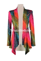 Mid-cut long sleeve jacket - red/green tie dye - polyester/spandex