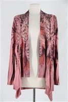 Mid-cut long sleeve jacket - rose/brown feathers with stones - polyester/spandex