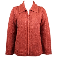 Long sleeve jacket with rhinestone zipper - cinnamon