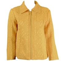 Long sleeve jacket with rhinestone zipper - gold