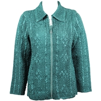 Long sleeve jacket with rhinestone zipper - hunter green