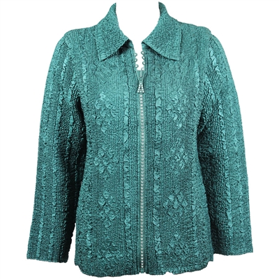 Long sleeve jacket with rhinestone zipper - hunter green