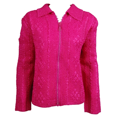 Long sleeve jacket with rhinestone zipper - hot pink