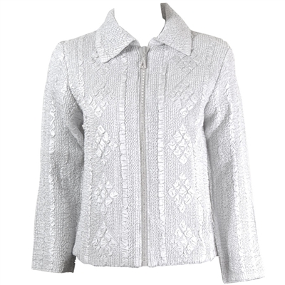 Long sleeve jacket with rhinestone zipper - ivory