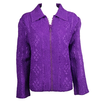 Long sleeve jacket with rhinestone zipper - purple