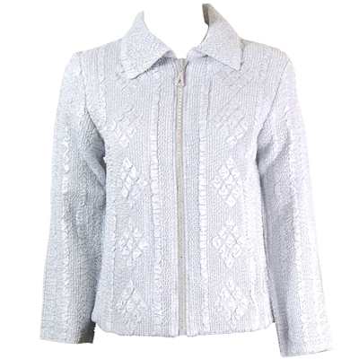 Long sleeve jacket with rhinestone zipper - silver