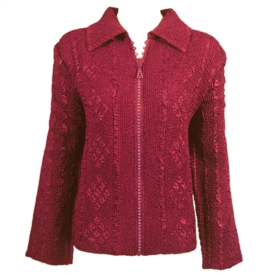 Long sleeve jacket with rhinestone zipper - wine