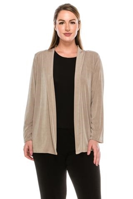 Long sleeve jacket - taupe - polyester/spandex