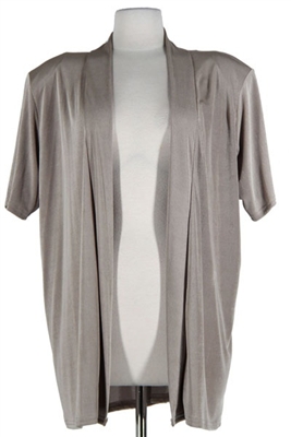 Short sleeve taupe jacket - polyester/spandex