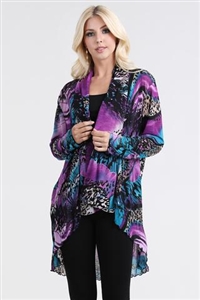 Vegas jacket - purple/blue butterfly/leopard - polyester/spandex