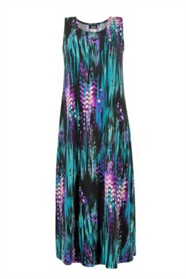 Long tank dress - teal tiger - polyester/spandex