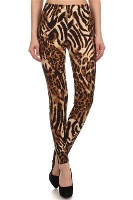 Leggings - brown animal - polyester/spandex