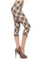 Capri leggings - beige plaid