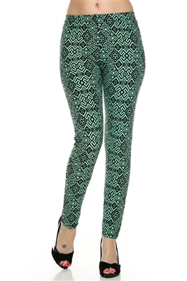 Leggings - mint/black pattern - polyester/spandex