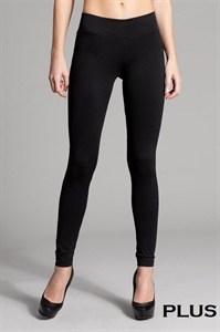 Fleece lined Plus size leggings - black - polyester/spandex
