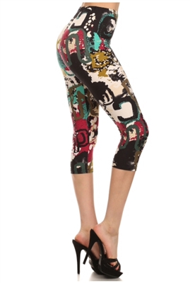 Capri Leggings - multicolor graffiti - polyester/spandex