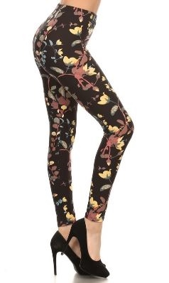 Leggings - pastel floral print - polyester/spandex