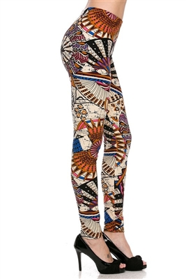 Leggings - rust abstract - polyester/spandex