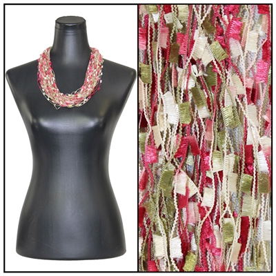 Confetti Necklace with Magnetic Clasp - Raspberry/Sage/Beige