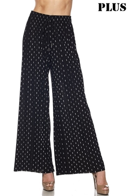 Pleated palazzo pants - black/white stripe