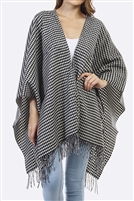 Fringed poncho - houndstooth design