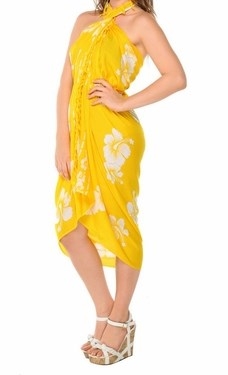 Sarong - Yellow/White Hibiscus - Rayon