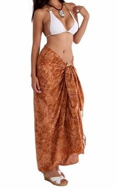 Sarong - Brown Hibiscus - Rayon