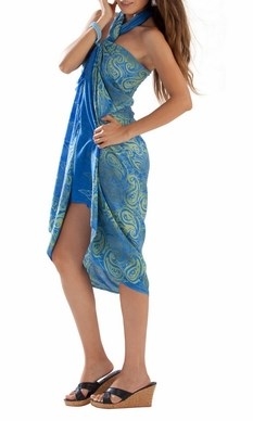 Sarong - Light Blue/Lime Paisley - Rayon