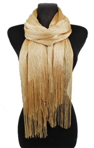 Long glitter scarf with fringe - gold