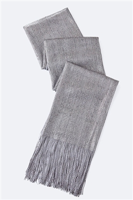Long glitter scarf with fringe - grey