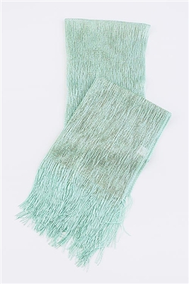 Long glitter scarf with fringe - mint/gold