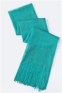 Long glitter scarf with fringe - teal