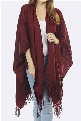 Basic fringed shawl - burgundy