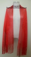 Long shawl with fringe - red