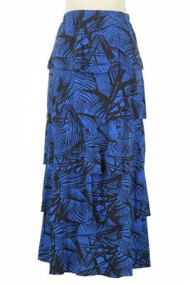 Long tiered skirt - dark blue/black design - polyester/spandex