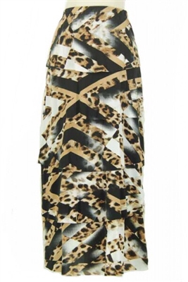 Long tiered skirt - surreal animal - polyester/spandex