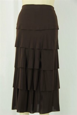 Long tiered skirt - brown - polyester/spandex