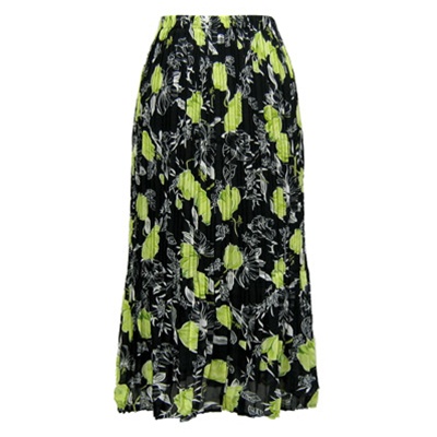 Mini-pleat calf length skirt - black kiwi floral