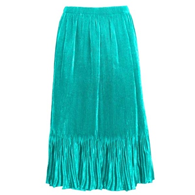 Mini-pleat calf length skirt - aqua - satin polyester