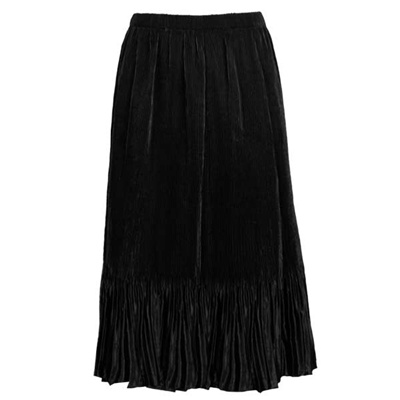 Mini-pleat calf length skirt - black - satin polyester