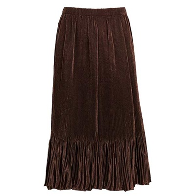 Mini-pleat calf length skirt - brown - satin polyester