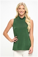 Mock neck tank top - olive - polyester/spandex