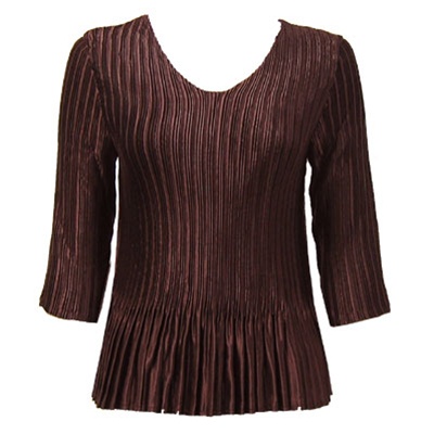 3/4 sleeve pleat top - dark brown