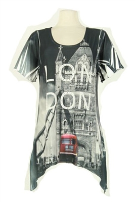 short sleeve 2 point London top - white - polyester/spandex